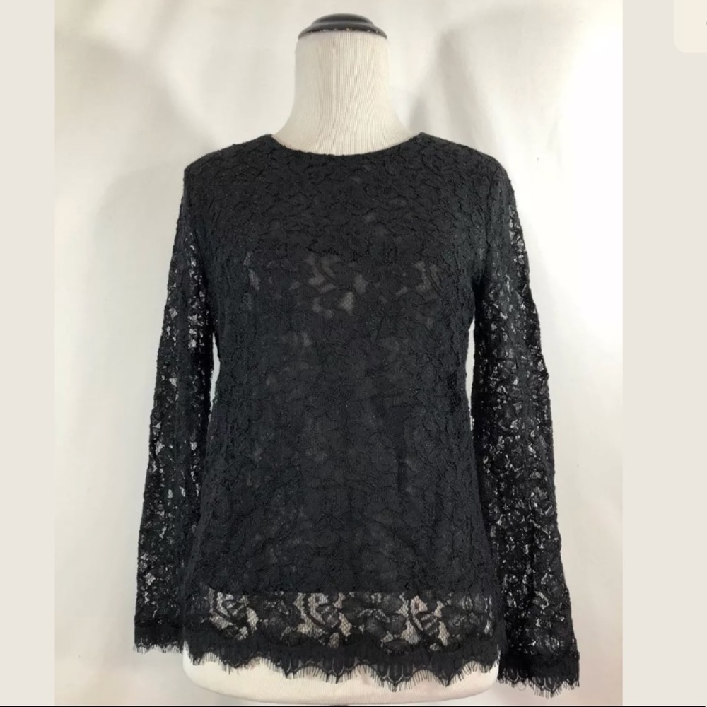 Diane Von Furstenberg Brielle Lace Top in Black - Picture 3 of 8
